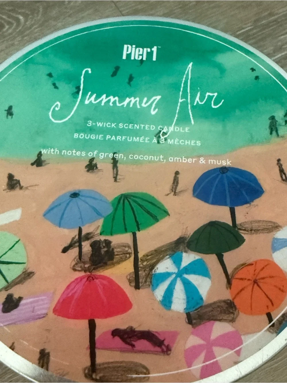 Vintage Pier 1 Summer Air 3 Wick Candle Beachy Lid Strong Scent Rare